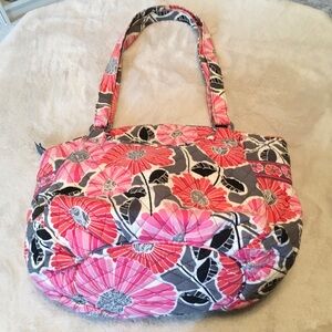 Vera Bradley Glenna Cherry Blossoms Floral Pink and Gray Shoulder Bag